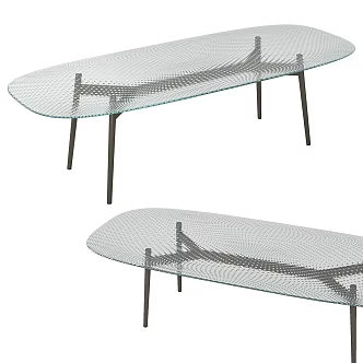 Long Dining Table Glass Dining Table Metal Dining Table Modern Dining Table 3d model