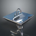 Modern Stainless Steel Sink With Chrome Faucet Square Shape And Polished Surface