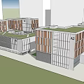 Modern Industrial Factory Building With Glass Facade A2 Identifier Metal Cladding And Green Lawn Area