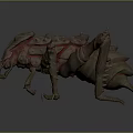 Fantasy Monster Creature With Spiked Body Red Veins Multiple Legs And Sharp Claws 3d model