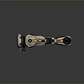 Futuristic Sci Fi Weapon With Gold And White Intricate Mechanical Structure And Grip Design