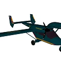 Stylish Green And Yellow Passenger Aircraft With Twin Propellers And Landing Gear On Ground