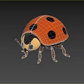 Adorable 3D Ladybug Figure With Red Shell Black Spots Yellow Head And Brown Legs