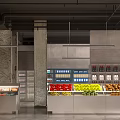 Supermarket Department Store Featuring Fresh Fruits Vegetables and Shelf Grocery Product Displays Modern Layout