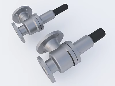 Industrial Equipment Metal Shaft Components With Flange And Black Ends 3d model