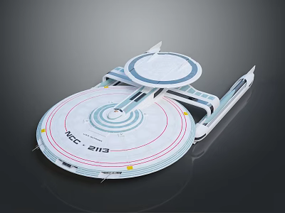 NCC 1701 Sci Fi Starship Model Featuring Circular Hull And Futuristic Design Elements 3d model