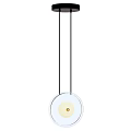 Modern Pendant Light With Black Ceiling Base Transparent Circular Shade And Yellow Bulb