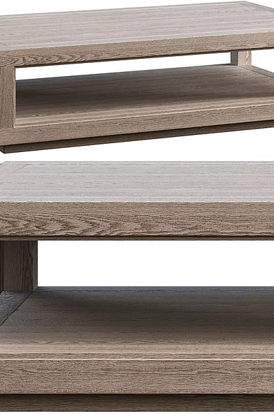 Wooden Coffee Table With Open Shelves And Modern Natural Finish Design 3d model