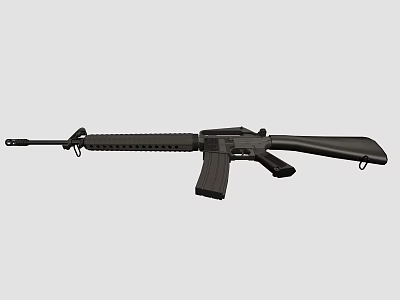 Black Tactical Rifle With Standard Barrel Magazine And Ergonomic Stock 3d model