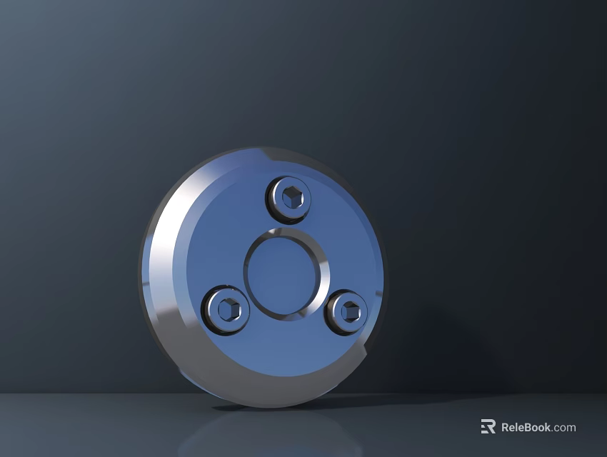 Modern Silver Circular Metal Door Handle with Shiny Surface and Screw Design 3d model 