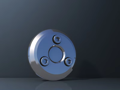 Modern Silver Circular Metal Door Handle with Shiny Surface and Screw Design 3d model
