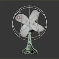 Vintage Computer Cooling Fan With Metal Grill Green Base And Silver Blades