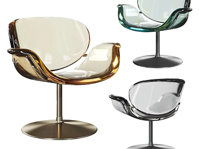Modern Transparent Acrylic Dining Chairs With Stylish Round Metal Base Design 3d model