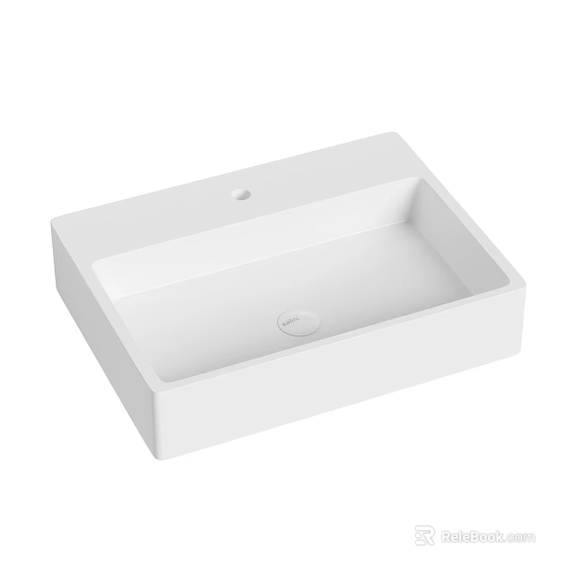 White Square Modern Washbasin with Smooth Surface and Minimalist Design 3d model 