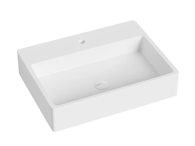 White Square Modern Washbasin with Smooth Surface and Minimalist Design 3d model