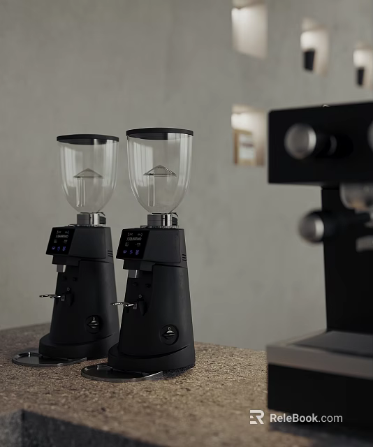Modern Black Coffee Grinders As Essential Kitchen Appliances For Home Use 3d model 