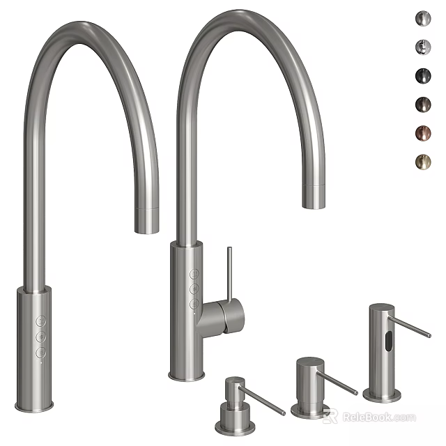 Modern Stainless Steel Kitchen Faucet With Single Dual Handle Options And Color Variants 3d model 