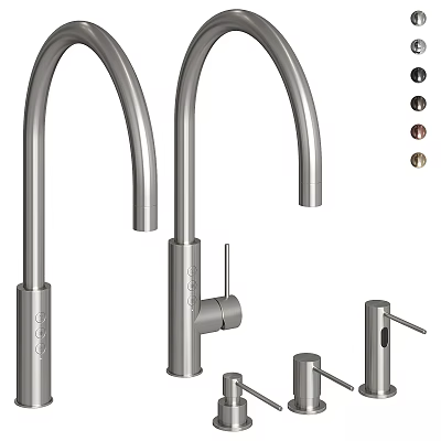 Modern Stainless Steel Kitchen Faucet With Single Dual Handle Options And Color Variants 3d model