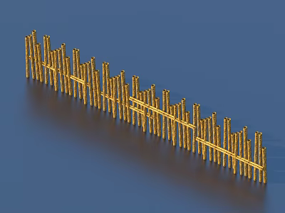 Golden Garden Ornament With Fence Like Structural Design For Outdoor Garden Decoration 3d model