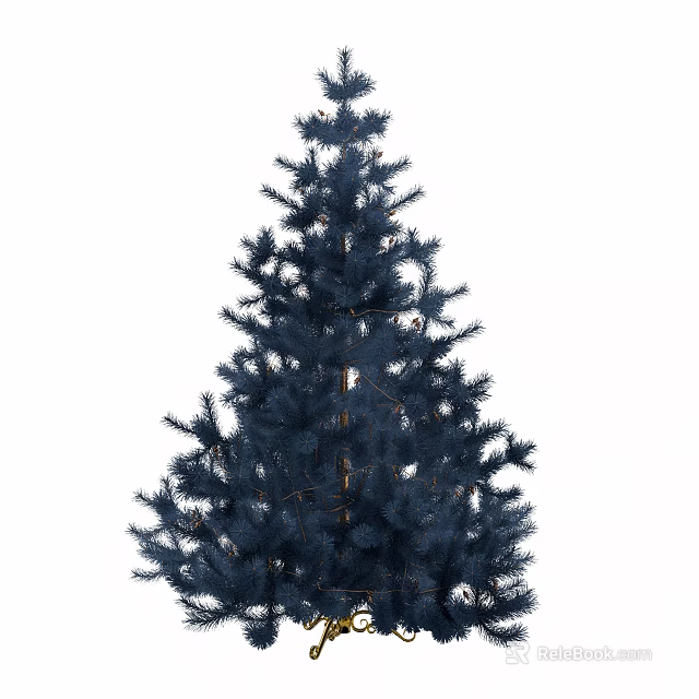 Dark Blue Evergreen Tree With Lush Branches And Dense Foliage Structure 3d model 