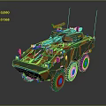 Military Armored Vehicle With Six Wheels Camouflage Paint And Top Mounted Weapon
