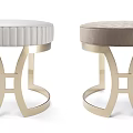 Elegant Modern Ottoman Stools with Leather Upholstery White and Brown Metal Frame Design