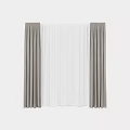 Elegant Beige Curtain Panels With White Sheer Layers For Window Decoration