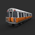 Modern Orange and White Subway Train with Multiple Windows and Passenger Doors