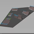 Modular Skateboard Park Equipment With Different Shaped Ramps And Blue Safety Rails