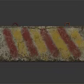 Concrete Road Barrier With Red Yellow Stripes And Metal Rings
