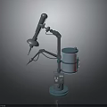 Biomimetic Robotic Arm Character With Blue Gray Body And Circular Base Structure 3d model