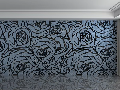 Modern Decorative Wall Design With Blue Gray Intricate Rose Pattern 3d model