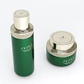 NOA Paris Perfume Cosmetics Green Spray Bottle And Jar With Silver Lids Elegant Design
