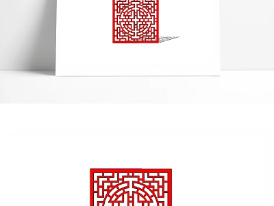 Traditional Chinese Red Lattice Partition With Intricate Openwork Pattern Design 3d model