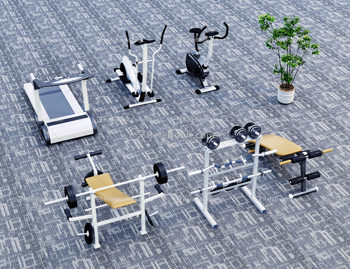 Fitness equipment carpet green plant combination model