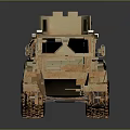 Sand Colored Military Tank With Armored Body And Mounted Machine Gun