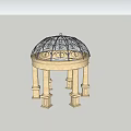 Decorative Dome Structure With Glass Panels And Ornate Columns Design 3d model