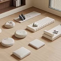 Minimalist Indoor Seating With White Floor Cushions Bench And Natural Light