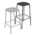 Two Modern Gray And Black Metal Frame Bar Stools With Simple Design