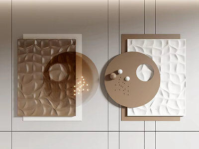 Modern Wall Decor Featuring Geometric Patterns Brown White Textures And Circular Accents 3d model