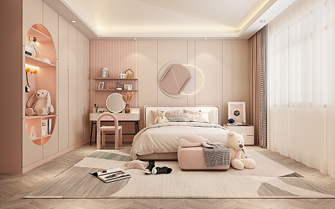 Modern Girls Room Girls Bedroom 3d model