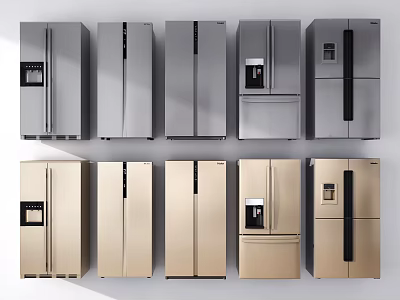 Modern Refrigerators Various Styles And Silver Gold Color Designs For Home Use 3d model