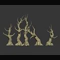 Artistic Golden Branch Shaped Wood Stone Decorations For Interior Design