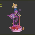 Game Character With Red Hair Hat Star Adorned Staff Pink Base Flame Decorations And RUBY