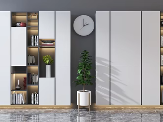 Modern Bookcase Solid Wood Decorative Cabinet Bookcase Combination 3d model
