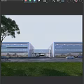 Modern Industrial Factory Building With Glass Curtain Walls A02 Signage And Connecting Corridor Spacious Entrance