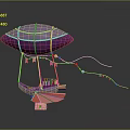 Purple Hot Air Balloon With Net Structure Pink Basket And Streamer Decorations