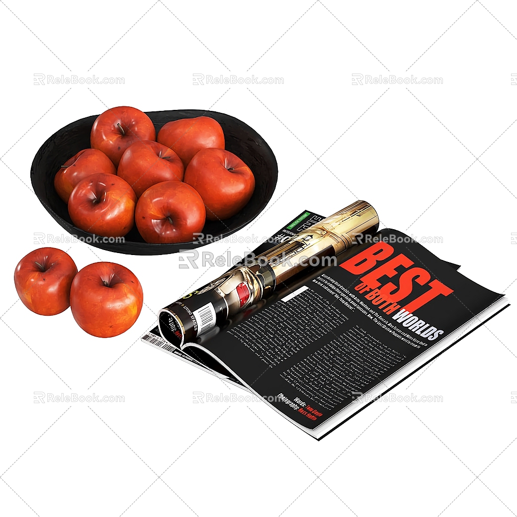 Modern apple fruit magazine fruit plate 3d model