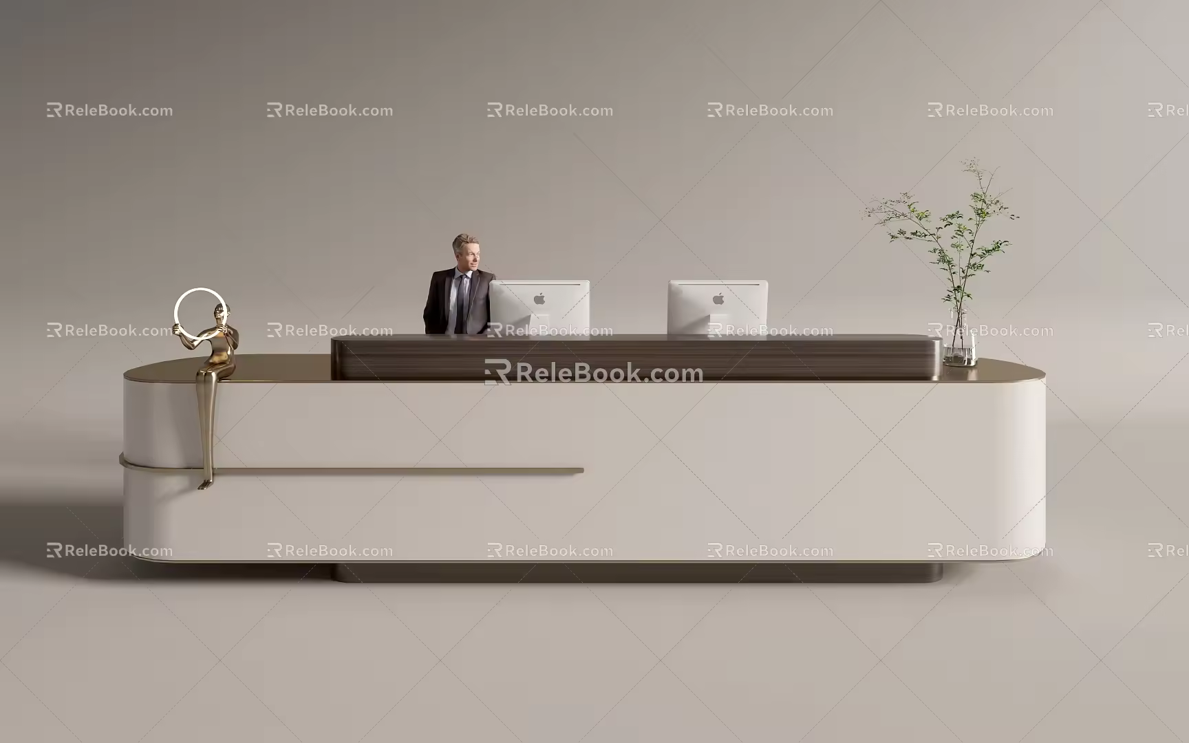Modern Company Reception Area Bar Reception Desk 3d model