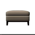 Modern Beige Fabric Ottoman With Padded Seat And Wooden Legs Design